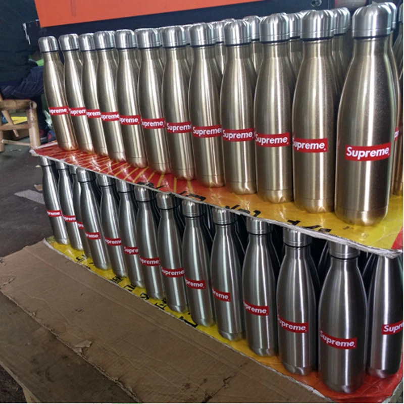 Wholesale Single Wall 750ml 304 Stainless Steel Cola Shaped Sports Water Bottle