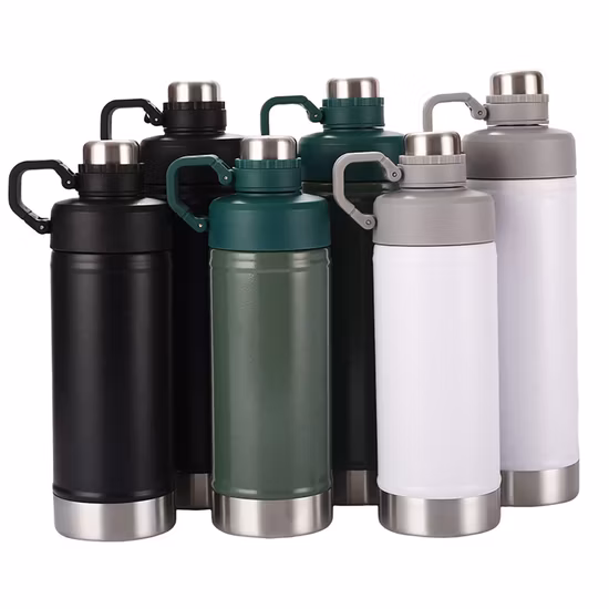 Refléter miroir 500 ml 1000 ml bouche standard en acier inoxydable à paroi unique Damuge bouteille d'eau potable cantine avec couvercle en métal